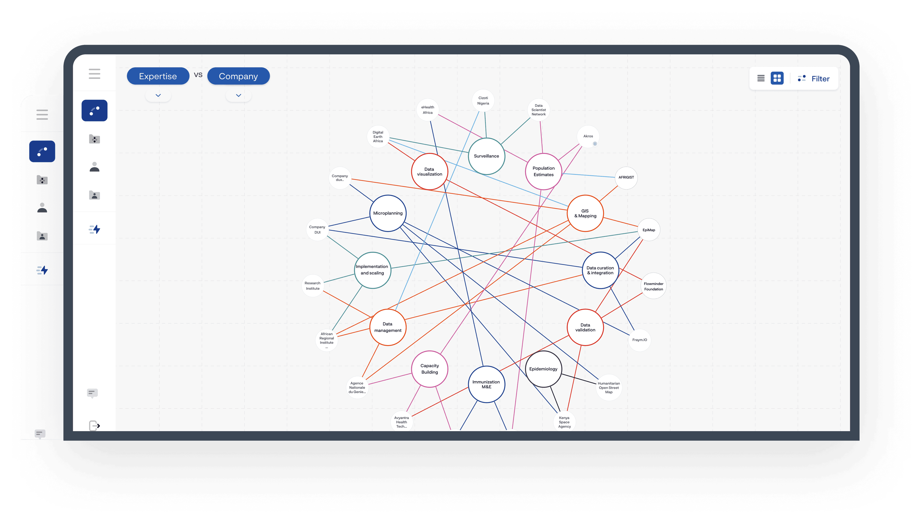 Map dashboard interface